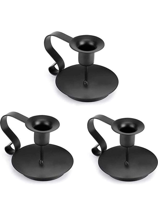 Y&D 3-Piece Candle Holder Set Black 11.2x7.5cm - Image 1