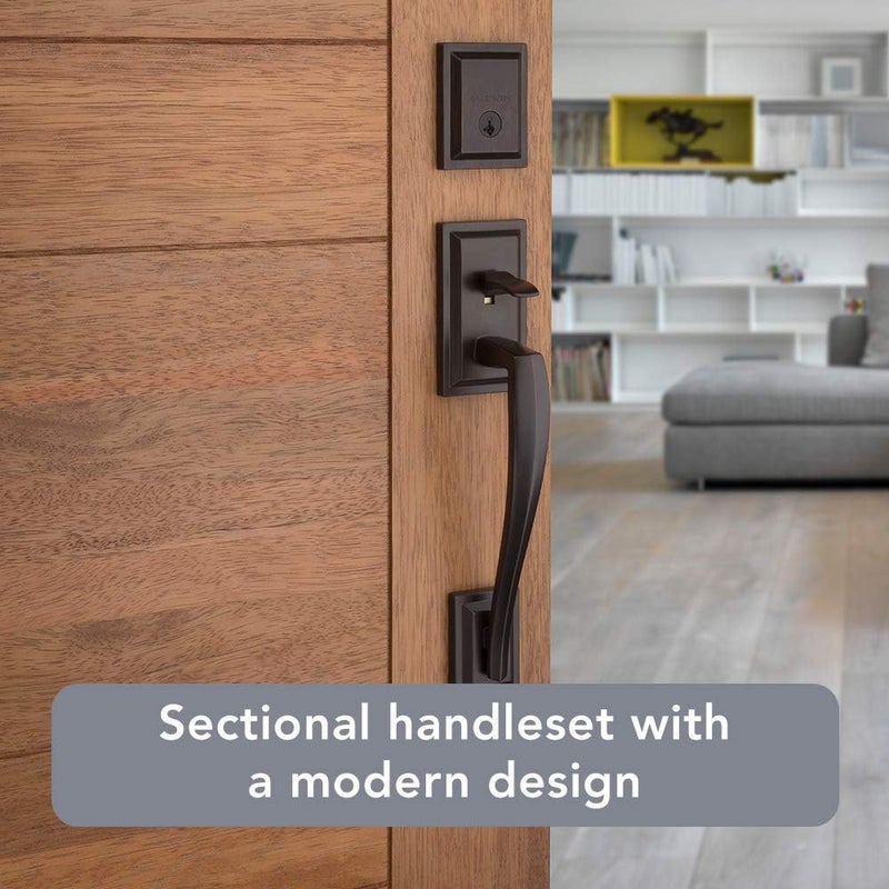 Baldwin Baldwin Torrey Pines Front Entry Handleset with Interior Lever Featuring SmartKey Deadbolt ReKey Technology and Microban Protection in Venetian Bronze  - Image 4