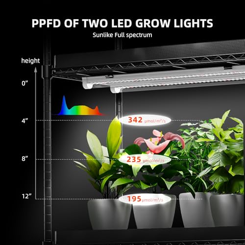 Spider Farmer 2026 Plant Stand with Grow Lights, 4-Tier Plant Shelf with 6Pcs 2ft Full Spectrum LED Lamp and Grow Tent, for Veg Seed Starting Plants Growth Greenhouse 28Lx14Dx59H (Update) - Image 5
