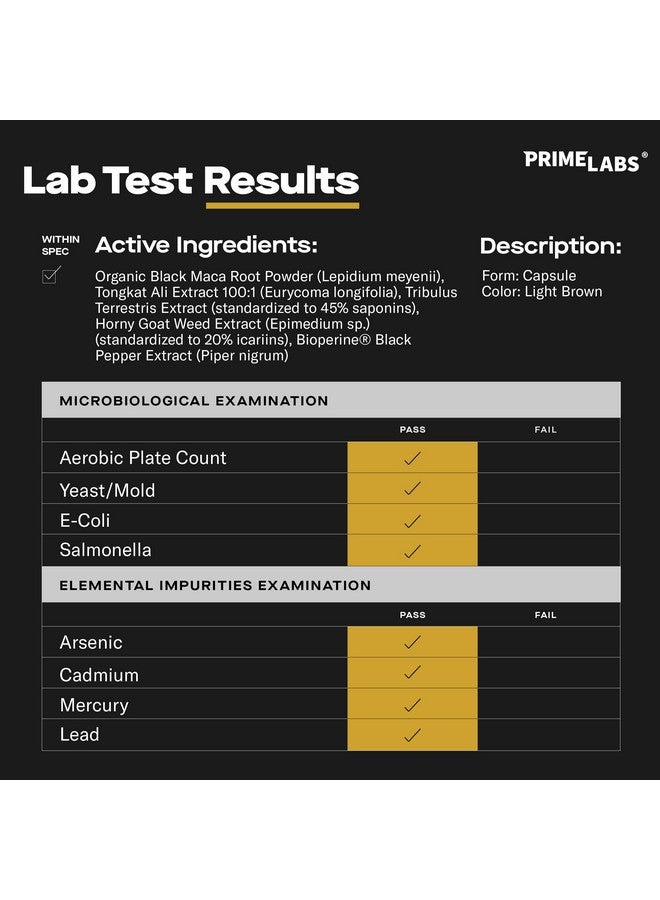 PRIME LABS Prime Labs Tongkat Ali for Men - Plus Organic Black Maca Root and Tribulus Terrestris - Performance, Vitality, Energy - 60 Count - Image 3
