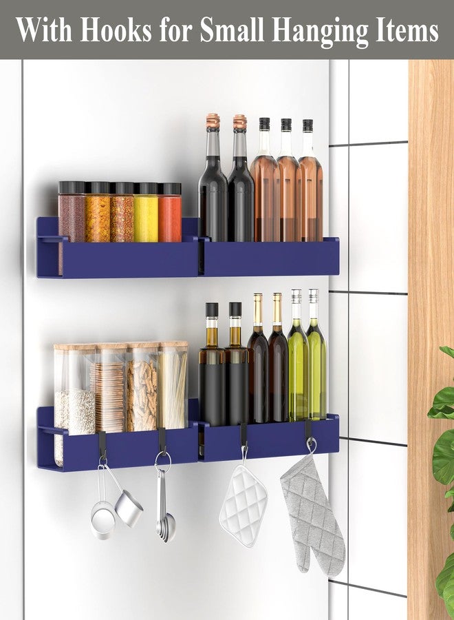 HuggieGems 4 Pack Magnetic Spice Storage Rack Organizer for Refrigerator and Oven, ABS Dark Blue Fridge Organizers and Storage - Image 2