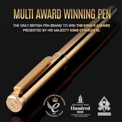Scriveiner Gold Rollerball Pen - Stunning Luxury Pen, Real Gold Plating, Schmidt Ink Refill, Best Roller Ball Pen Gift Set for Men & Women, Professional, Executive Office, Nice Pens - Image 2