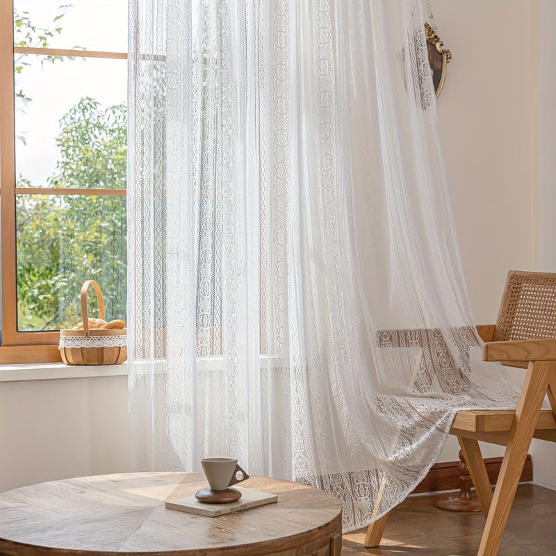 White Translucent Gauze Curtain 140x260cm Sun Protection Heat Insulation - Image 3