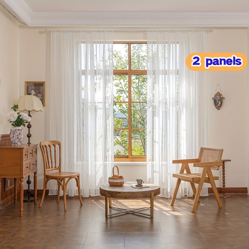 White Translucent Gauze Curtain 140x260cm Sun Protection Heat Insulation - Image 1