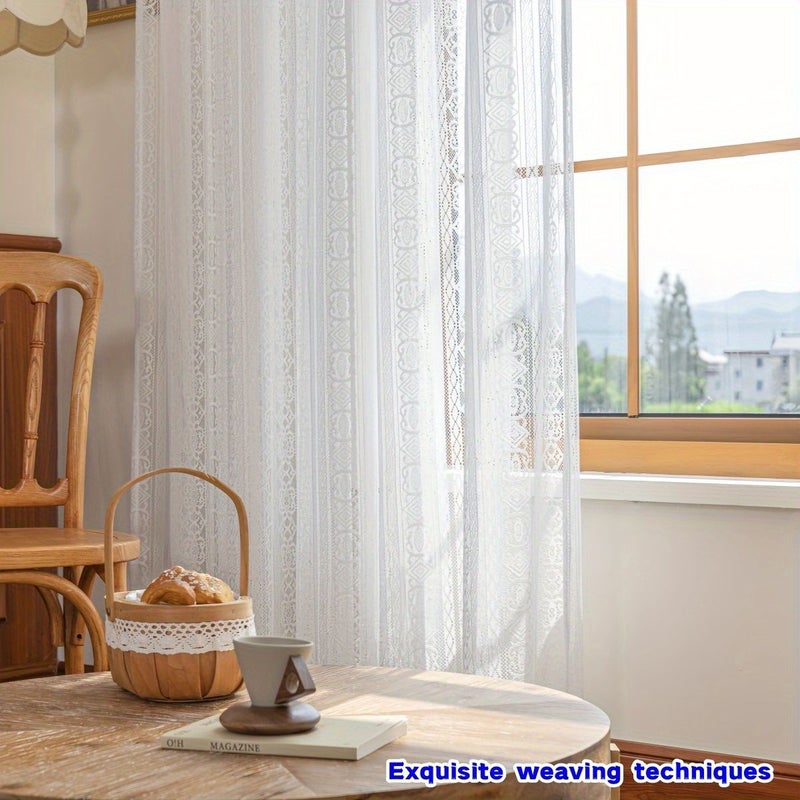 White Translucent Gauze Curtain 140x260cm Sun Protection Heat Insulation - Image 2