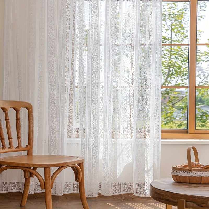 White Translucent Gauze Curtain 140x260cm Sun Protection Heat Insulation - Image 4