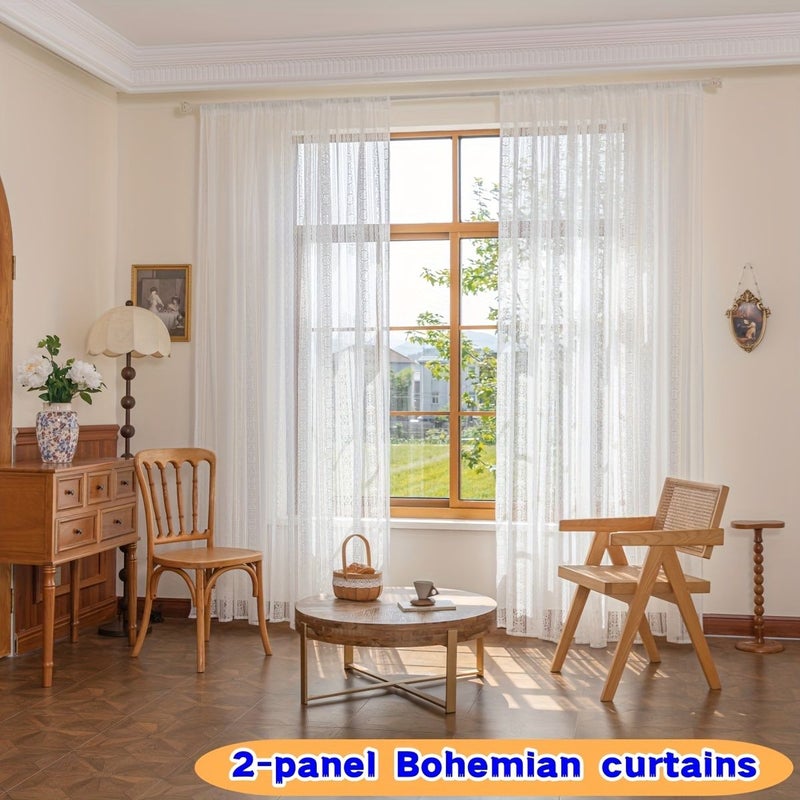 White Translucent Gauze Curtain 140x260cm Sun Protection Heat Insulation - Image 5