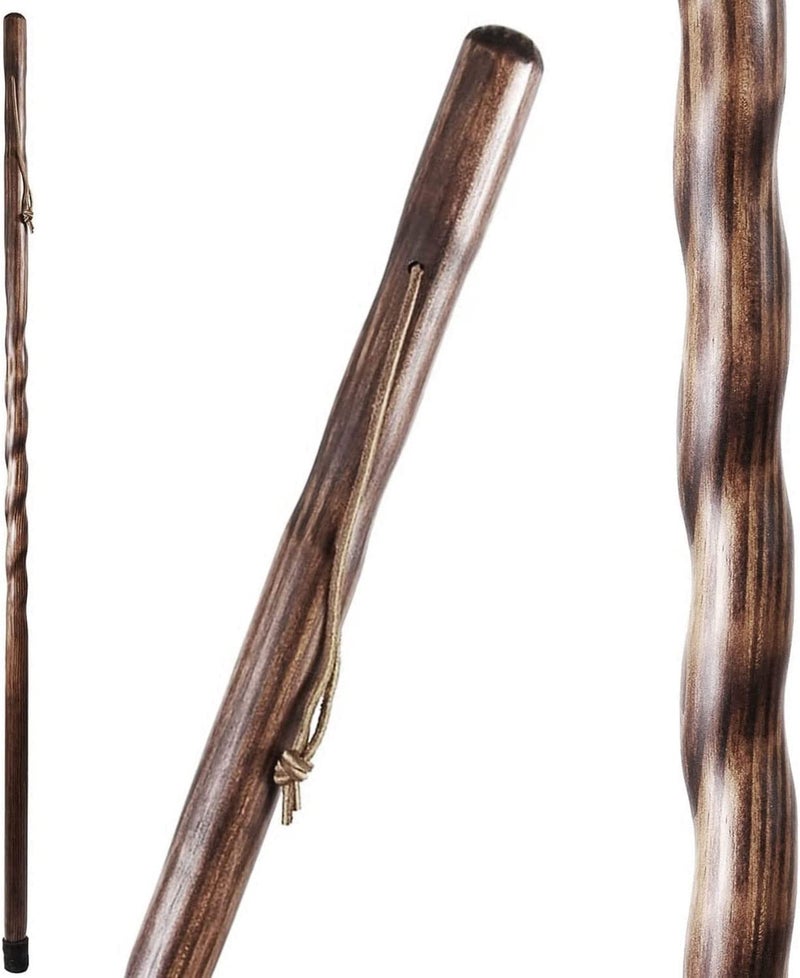 Brazos 55" Twisted Trail Blazer Handcrafted Walking Stick, Brown, Made in The USA