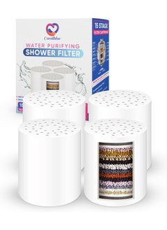 Coralblue 15 Stage Shower Filter Cartridge - Shower Head Filter - Hard Water Filter Anti Hair Fall Ideal to Remove Chlorine and impurities from Water with KDF and Calcium Sulphite Beans (4 Cartridges Only)  - Image 1