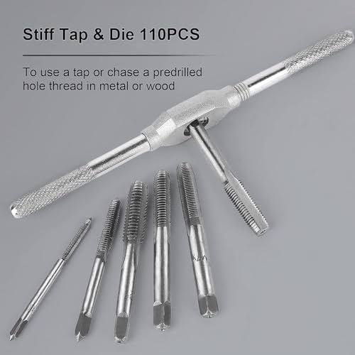 FAHKNS Metric Tap and Die Set 110 PCS M2-M18 Rethreading Kit for Making Screw Threads for Cutting External and Internal Thread Threading with Storage Case - Image 5