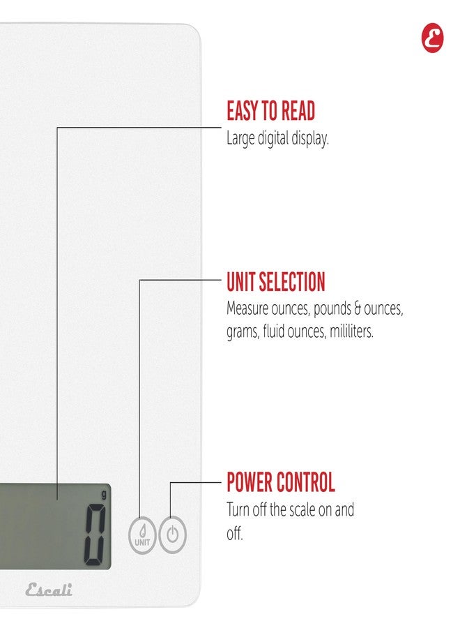 إسكالي ميزان الطعام الرقمي إسكالي آرتي، جهاز مطبخ متعدد الوظائف، قياس دقيق للوزن والتحكم في الكميات، يجعل الخبز والطهي أسهل، زجاج مقوى، أبيض ثلجي - Image 3