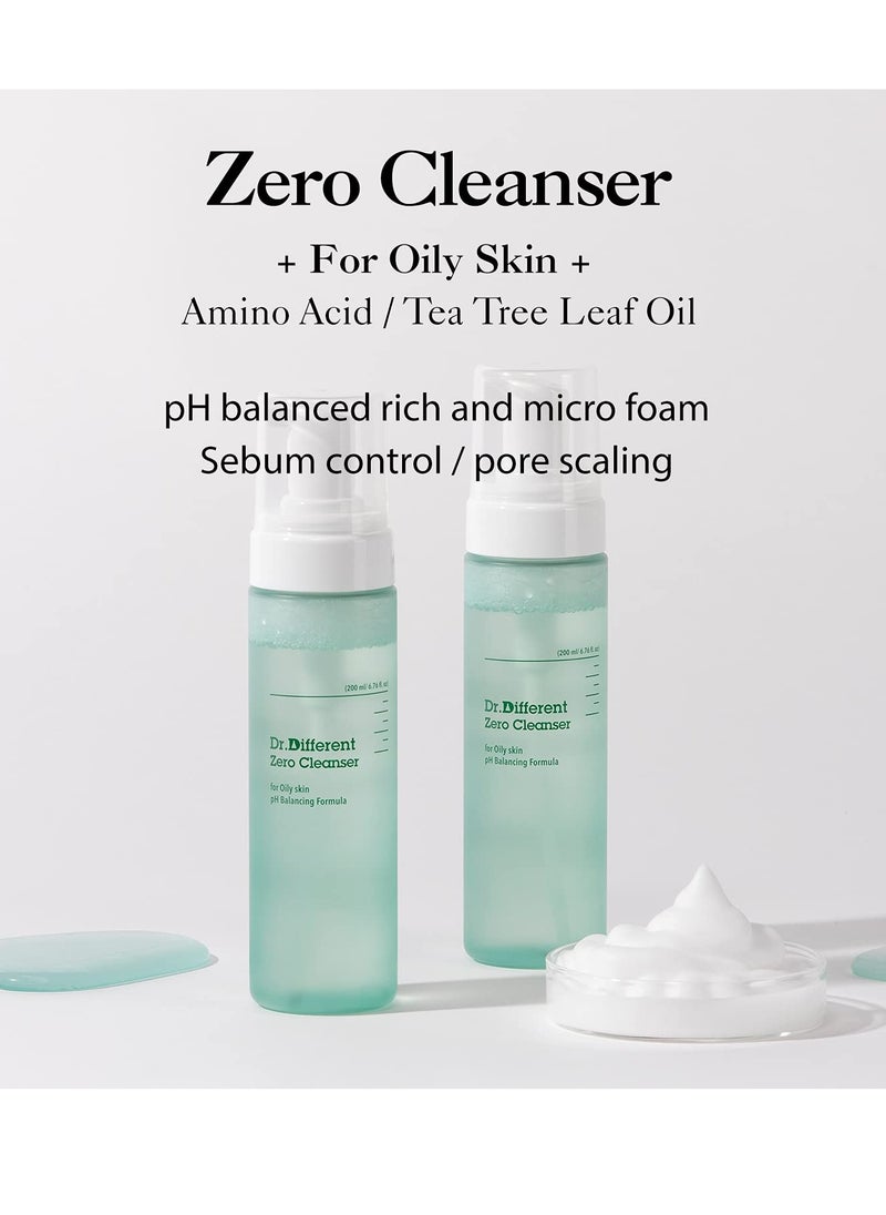 Dr.Different Dr.Different Zero Cleanser for Oily Skin - Sebum Control and Soothing for Acne Prone Skin, Hypoallergenic pH 5.5 Face Bubble Foaming Cleanser with Tea Tree Oil, 6.76 fl.oz.  - Image 2
