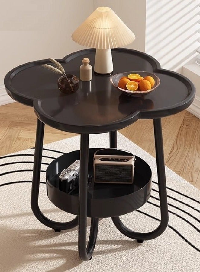 DubaiGallery طاولة قهوة وشاي جانبية صغيرة قابلة للتحريك لغرفة المعيشة، كريمة نوردية، 2 طبقة، طاولة بجانب السرير - Image 1