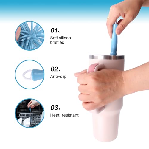 KEUYE 3 Pack Cup Cleaning Kit Compatible with Stanley,Multipurpose Cup Cleaner Kit with Extra Long Nylon Straw Brush Cleaner,3 in 1 Bottle Gap Cleaner and Long Handle Silicone Brush Cleaner - Image 5