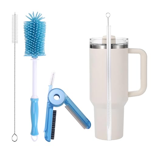 KEUYE 3 Pack Cup Cleaning Kit Compatible with Stanley,Multipurpose Cup Cleaner Kit with Extra Long Nylon Straw Brush Cleaner,3 in 1 Bottle Gap Cleaner and Long Handle Silicone Brush Cleaner - Image 1