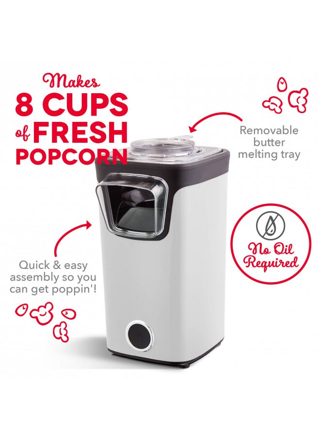 Dash DASH Turbo POP Popcorn Maker with Measuring Cup to Portion Popping Corn Kernels + Melt Butter, 8 Cup Popcorn Machine - White  - Image 4