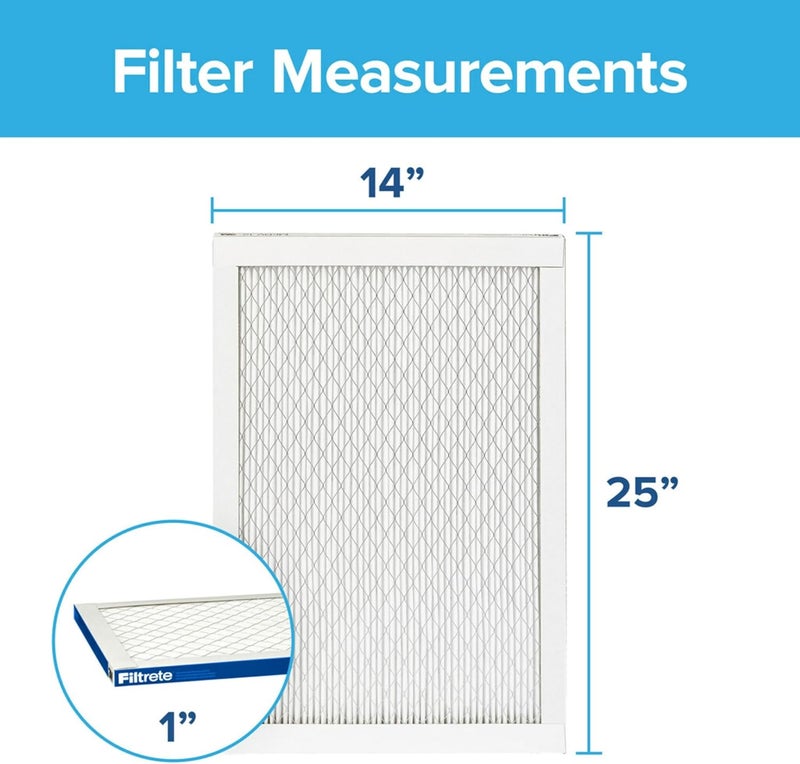 FILTRETE 14x25x1 AC Furnace Air Filter, MERV 13, MPR 2200, Elite Allergen, Bacteria & Virus Filter, 3-Month Pleated 1-Inch Electrostatic Air Cleaning Filter, 2-Pack (Actual Size 13.81x24.81x0.78 in) - Image 2