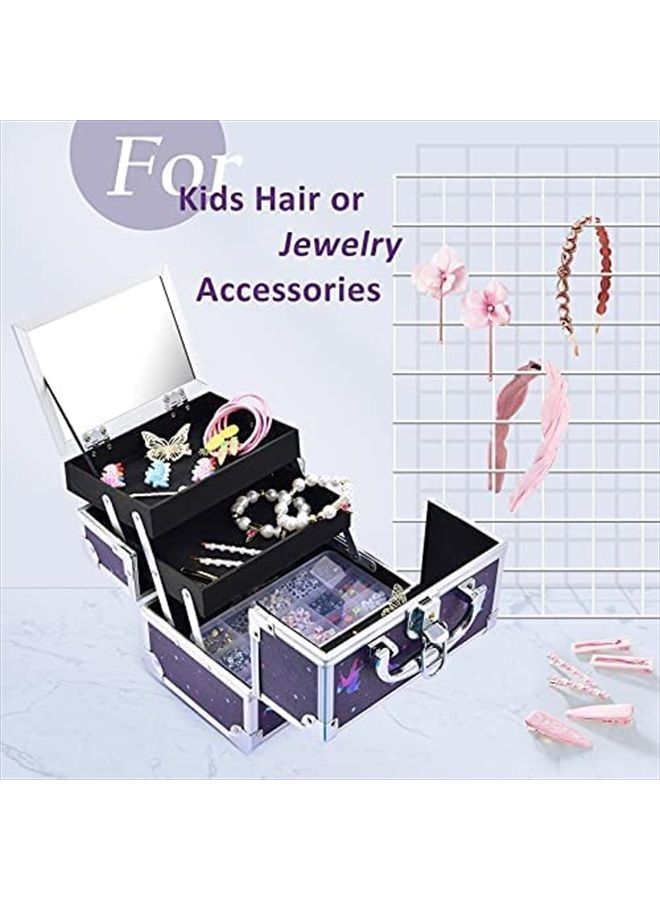 Joligrace Makeup Train Case for Girls Cosmetic Box Jewelry Organizer Hair Accessories Storage Lockable with Trays & Mirror Kids Gift Unicorn - Image 4