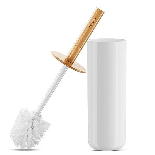 SUBEKYU Toilet Brush Toilet Bowl Brush and Holder Set Bathroom Toilet Bowl Cleaner Scrub Brush Set Scrubber for Deep Cleaning White