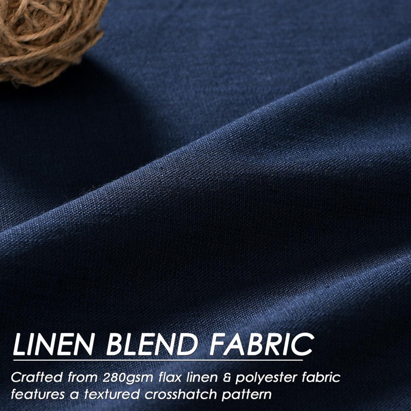 Nanspring Navy Blue Linen Blackout Curtains 84 Inches for Bedroom Pinch Pleated Modern Living Room Draperies 84 Length 2 Panels Energy Saving Thermal Insulated Dark Blue Black Out Curtains with White Backing - Image 4
