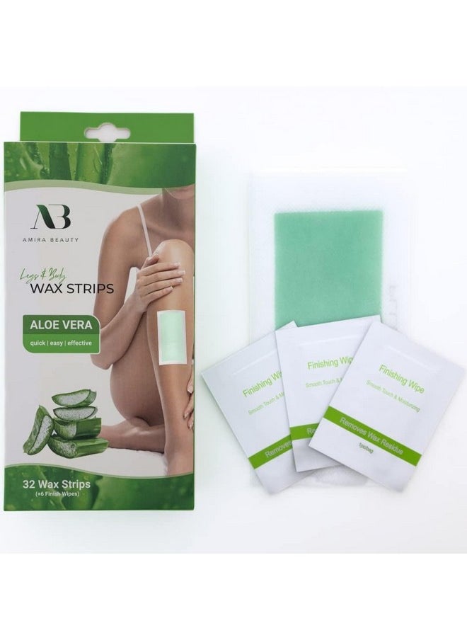 Amira Beauty - Mira Beauty Wax Strips Infused With Aloe Vera Pre Applied Ready To Use Hair Removal Waxing Strips For Legs And Body Suitable For All Skin Types (32) - Image 1