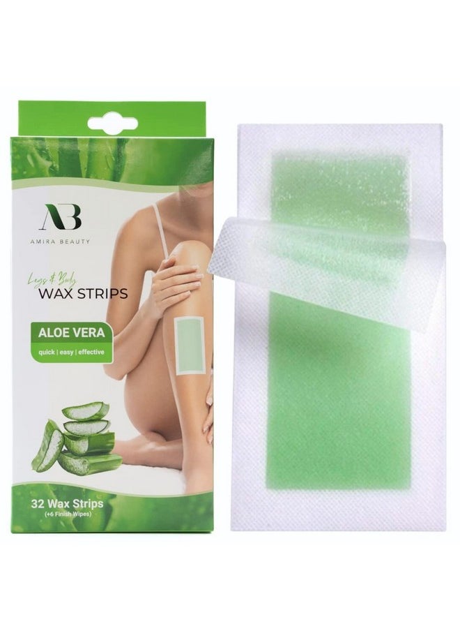 Amira Beauty - Mira Beauty Wax Strips Infused With Aloe Vera Pre Applied Ready To Use Hair Removal Waxing Strips For Legs And Body Suitable For All Skin Types (32) - Image 1