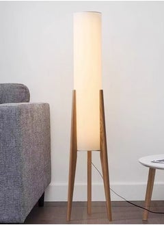 fashionhome Personalized Artistic Design Nordic Retro Style Atmosphere Floor Lamp Standing Floor Light with Wood Legs Tri Color Brightness Control Lampshade Floor Lamp Decorative Corner Standing Light for Living Room Bedroom Hotel Shops Office 26x126.8 Centimeter  - Image 1