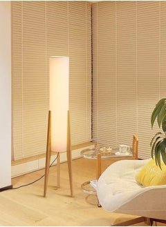 fashionhome Personalized Artistic Design Nordic Retro Style Atmosphere Floor Lamp Standing Floor Light with Wood Legs Tri Color Brightness Control Lampshade Floor Lamp Decorative Corner Standing Light for Living Room Bedroom Hotel Shops Office 26x126.8 Centimeter  - Image 3