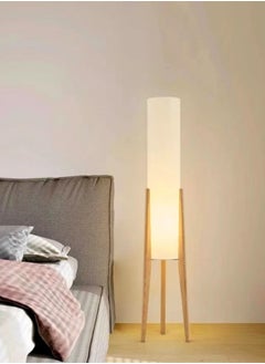 fashionhome Personalized Artistic Design Nordic Retro Style Atmosphere Floor Lamp Standing Floor Light with Wood Legs Tri Color Brightness Control Lampshade Floor Lamp Decorative Corner Standing Light for Living Room Bedroom Hotel Shops Office 26x126.8 Centimeter  - Image 5