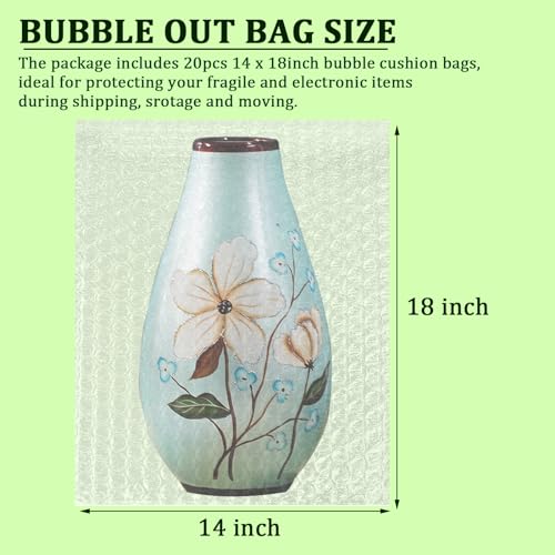 APOCHON Clear Bubble Out Bags Pouches 14x18 Inch, 20 PCS Moving Supplies for Dishes, Double Walled Shockproof Bubble Cushion Wrap Bags for Storage, Shipping, Packing Supplies for Fragile Items - Image 2
