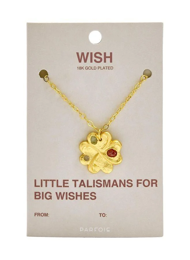 Parfois Multicolour Necklace Pendant Clover With Stones - 18k Gold Swim for Women | Best Price UAE