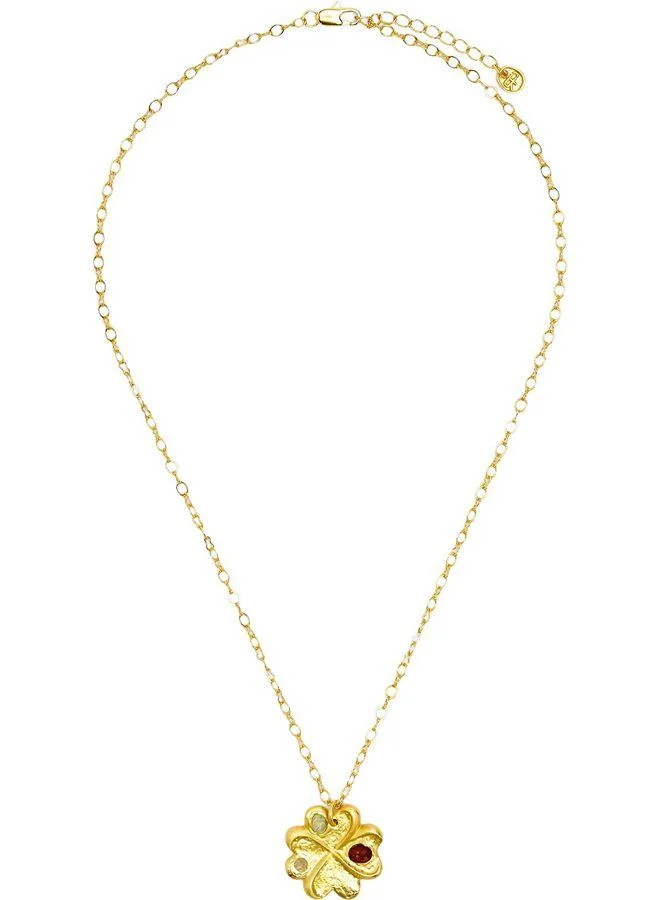 Parfois Multicolour Necklace Pendant Clover With Stones - 18k Gold Swim for Women | Best Price UAE