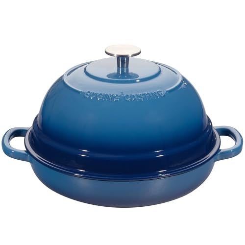 EDGING CASTING Enameled Cast Iron Dutch Oven Pot with Lid, Round Bread Oven for Homemade Sourdough Bread Baking, 6 Quart, Lake Blue - Image 1