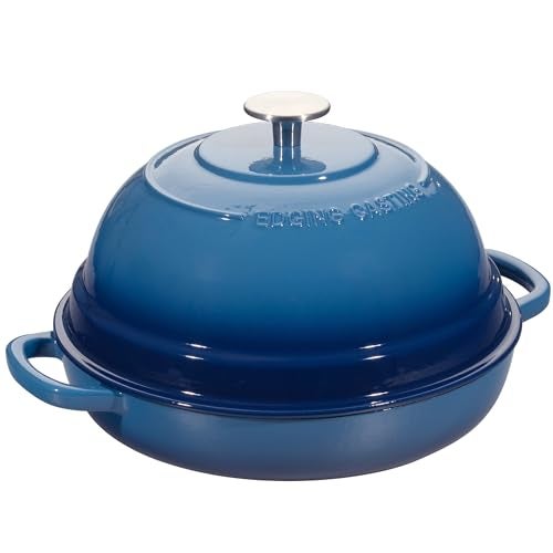 EDGING CASTING Enameled Cast Iron Dutch Oven Pot with Lid, Round Bread Oven for Homemade Sourdough Bread Baking, 6 Quart, Lake Blue - Image 4