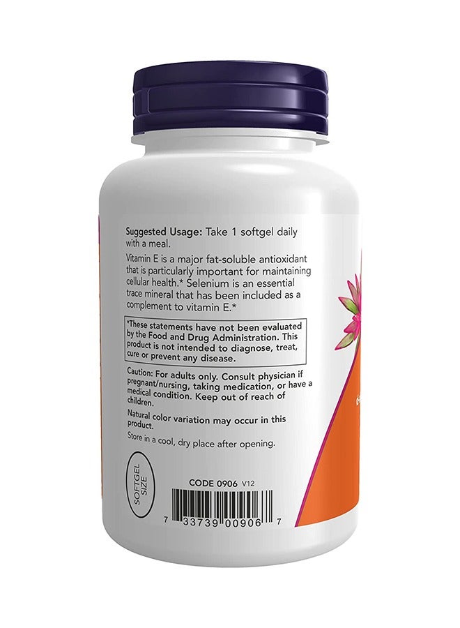 now Vitamin E-400 IU, Mixed Tocopherols, Antioxidant Protection, 100 Softgels - Image 3