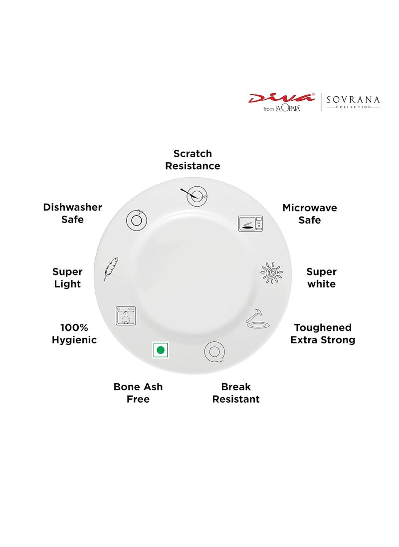 La Opala La Opala Diva, Sovrana Collection, Opal Glass Dinner Set 27 pcs, Persian Grey, White  - Image 4