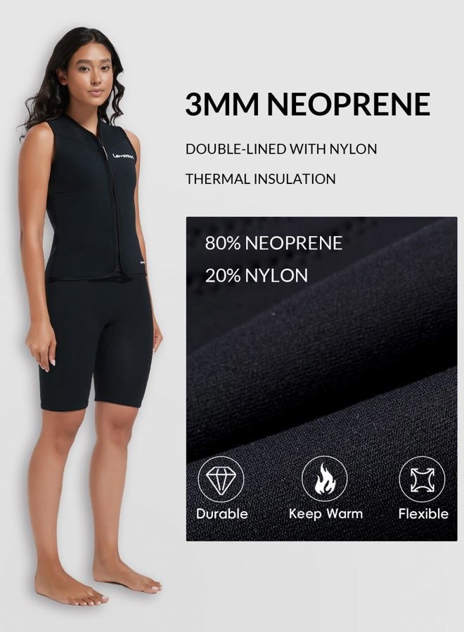 Lemorecn Wetsuit Top Women, 3mm Sleeveless Neoprene Wet Suit Tops Jacket Front Zip Diving Vest for Water Sports - Image 2