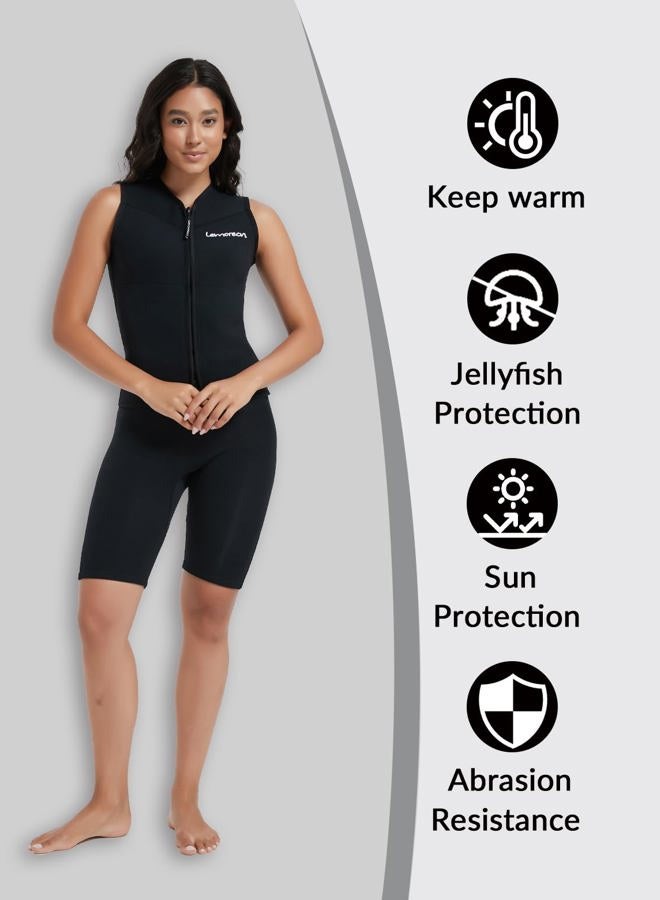 Lemorecn Wetsuit Top Women, 3mm Sleeveless Neoprene Wet Suit Tops Jacket Front Zip Diving Vest for Water Sports - Image 5
