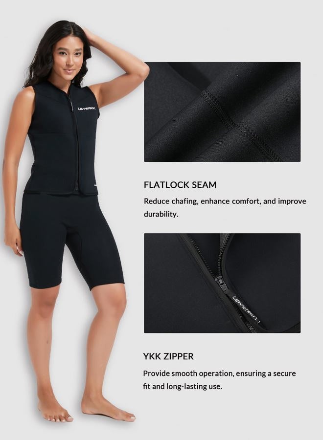 Lemorecn Wetsuit Top Women, 3mm Sleeveless Neoprene Wet Suit Tops Jacket Front Zip Diving Vest for Water Sports - Image 3