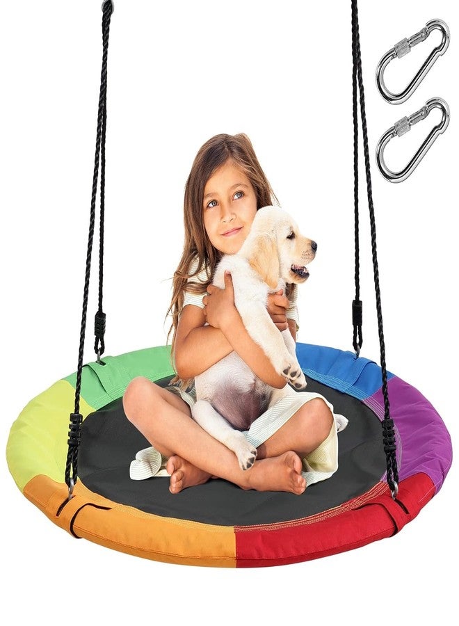 Matiko Children Tree Swing, Outdoor Small Saucer Swing Platform Swing for Kid, Round Flying Swing wirh Adjustable Hanging Ropes for Backyard, 220lb Weight Capacity Great for 1-2 Kids (40 inch) - Image 1