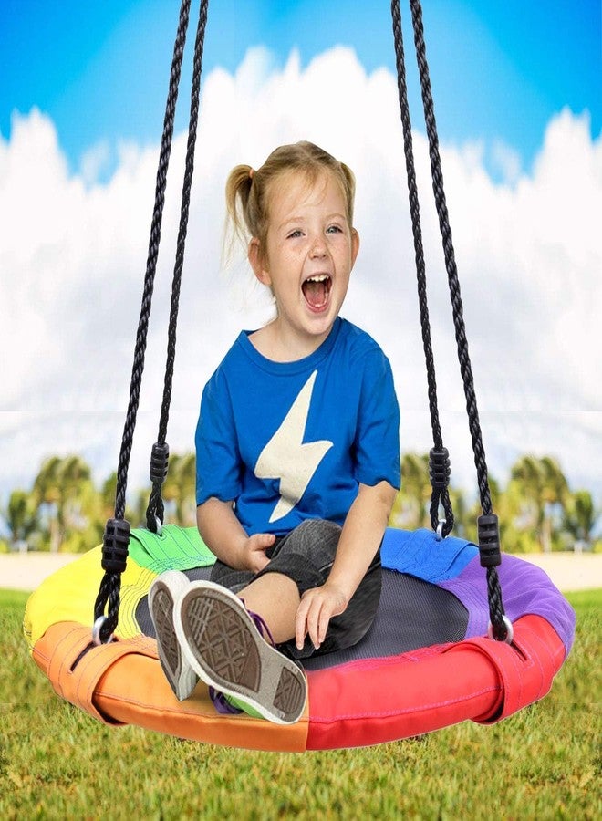 Matiko Children Tree Swing, Outdoor Small Saucer Swing Platform Swing for Kid, Round Flying Swing wirh Adjustable Hanging Ropes for Backyard, 220lb Weight Capacity Great for 1-2 Kids (40 inch) - Image 3