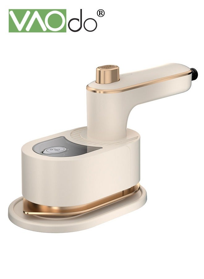 فاو دو مكواة بخار للسفر، مكواة بخار محمولة صغيرة الحجم، مكواة خفيفة الوزن سريعة التسخين، مثالية للخياطة في المنزل أو السكن الجامعي، لون بيج - Image 2