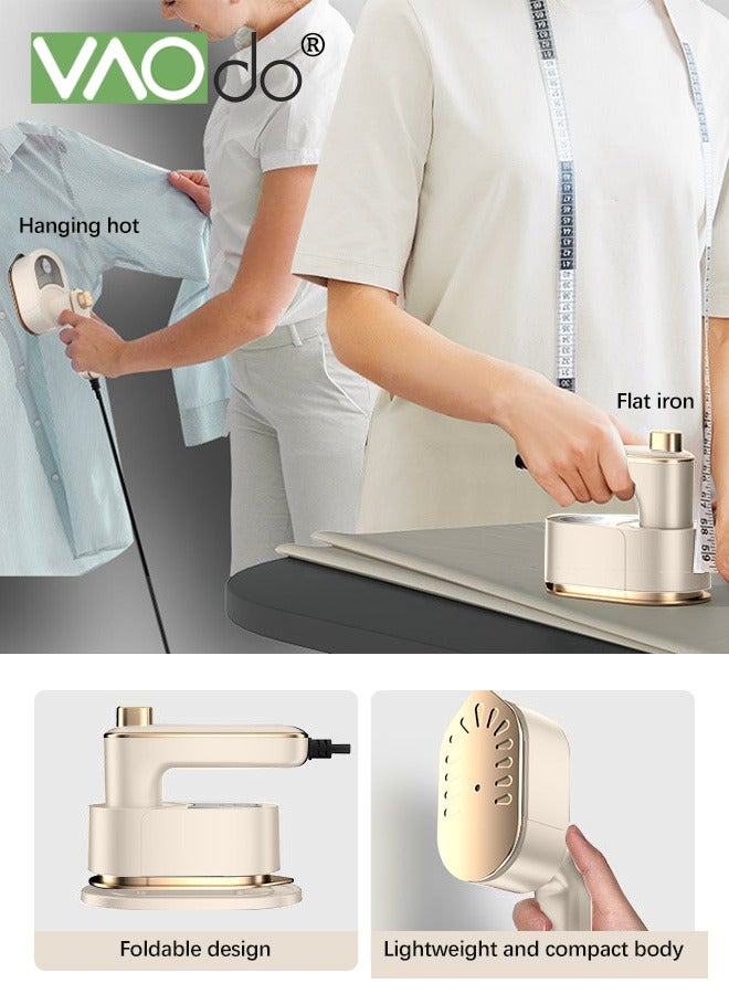 فاو دو مكواة بخار للسفر، مكواة بخار محمولة صغيرة الحجم، مكواة خفيفة الوزن سريعة التسخين، مثالية للخياطة في المنزل أو السكن الجامعي، لون بيج - Image 3