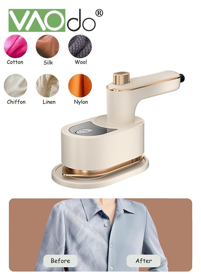 فاو دو مكواة بخار للسفر، مكواة بخار محمولة صغيرة الحجم، مكواة خفيفة الوزن سريعة التسخين، مثالية للخياطة في المنزل أو السكن الجامعي، لون بيج - Image 1