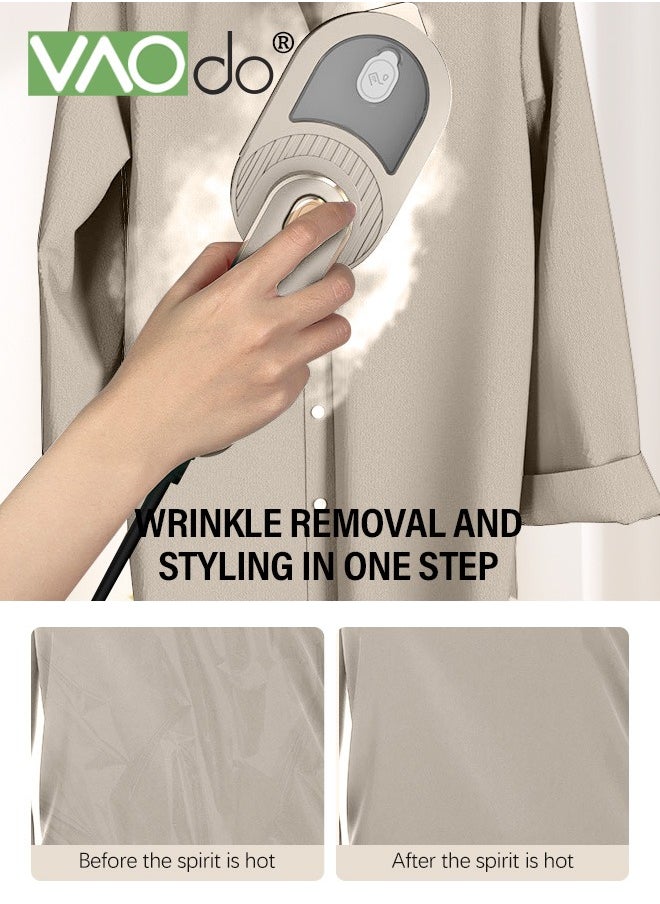 VAOdo Handheld Clothes Steamer  40W Fast-Heat  with Measure Cup 50ML Water Tank  for Home Office and Travel  Portable Travel Clothing Fabric Steamer White  - Image 5