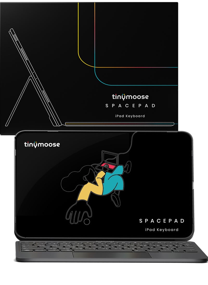 تاينيموس - لوحة مفاتيح سحرية تاينيموس SpacePad للآيباد – كيبورد آيباد متعدد الوظائف مع لوحة لمس 3 اتجاهات، إضاءة خلفية بـ7 ألوان، مفاتيح مقصية، بلوتوث 5.0، لوحة مفاتيح قابلة للفصل مع غطاء للآيباد، إضاءة خلفية باللغتين العربية والإنجليزية – متوافق مع iPad Air 4 و 5، iPad Pro 11 إنش (2018-2022)، و iPad Air 11 إنش (موديل 2024) – لون أسود كربوني - Image 1