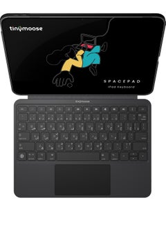 تاينيموس لوحة مفاتيح سحرية تاينيموس SpacePad للآيباد – كيبورد آيباد متعدد الوظائف مع لوحة لمس 3 اتجاهات، إضاءة خلفية بـ7 ألوان، مفاتيح مقصية، بلوتوث 5.0، لوحة مفاتيح قابلة للفصل مع غطاء للآيباد، إضاءة خلفية باللغتين العربية والإنجليزية – متوافق مع iPad Air 4 و 5، iPad Pro 11 إنش (2018-2022)، و iPad Air 11 إنش (موديل 2024) – لون أسود كربوني  - Image 1