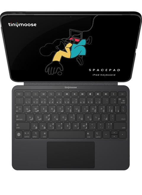 SpacePad iPad Magic Keyboard for iPad – 3-Way Multi-Touchpad, 7-Color Backlit, Scissor Keys, Detachable Design, Bluetooth 5.0 – Compatible with iPad Air 4/5, iPad Pro 11 (2018–2022), iPad Air 11 (2024) – Carbon Black – Supports English & Arabic