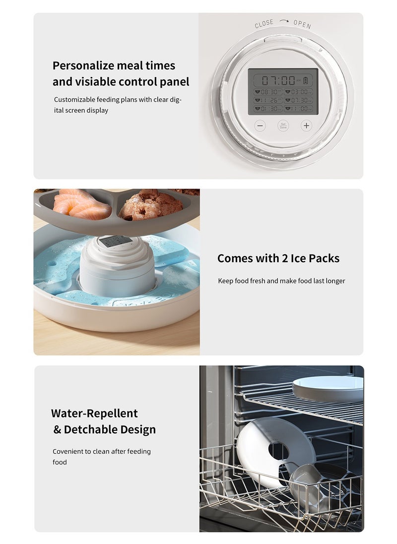 Kidle Smart Automatic Pet Feeder 6-Grid Timed Rotating Cat And Dog Food Feeder For Wet And Dry Food Pet Food Dispenser With Timer  - Image 2
