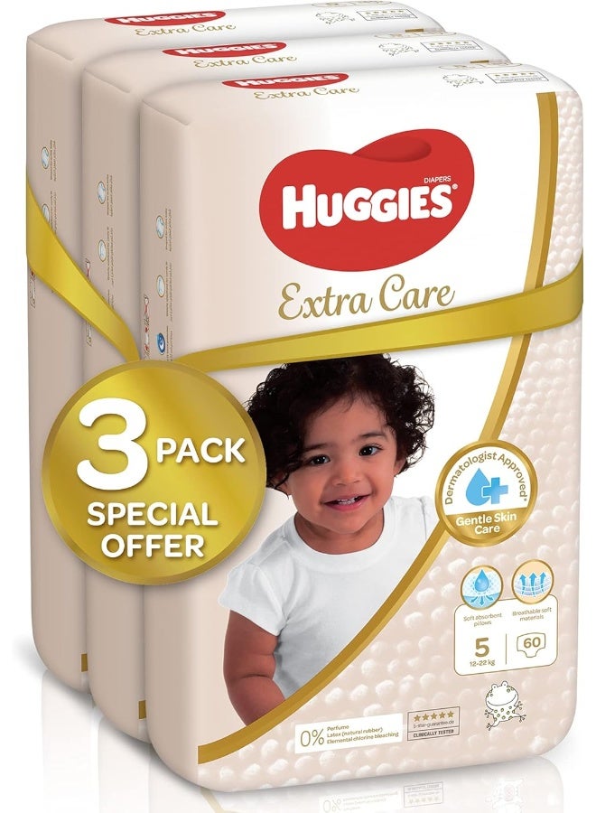 Huggies Extra Care, Size 5, 12 -22 kg, Super Mega Pack, 180 Diapers - Image 3